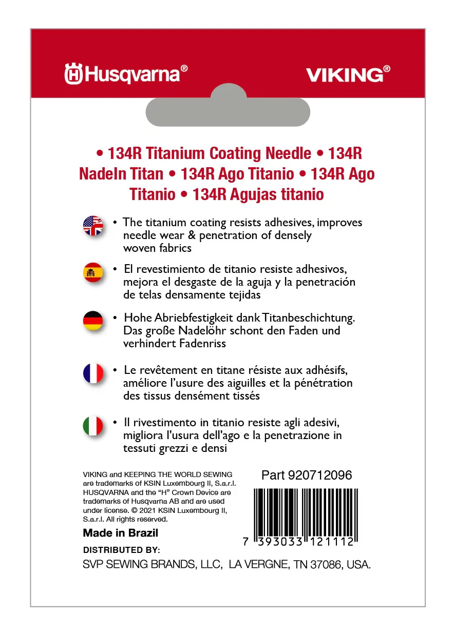 HUSQVARNA® VIKING® 134R Titanium Needles Size 110/18 10-Pack - Image 2
