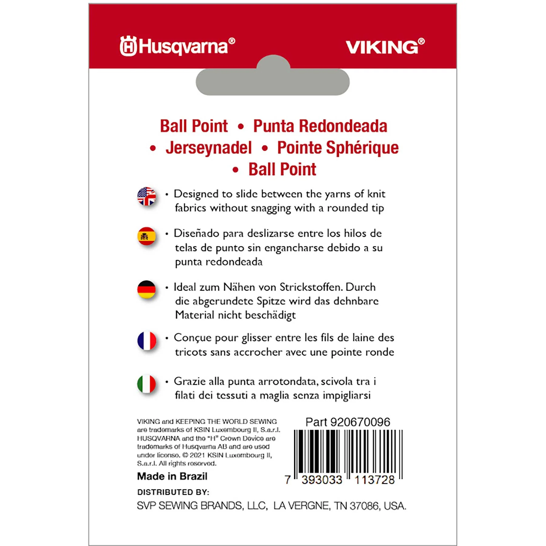 HUSQVARNA® VIKING® Ball Point Needles Size 80/12 5-Pack - Image 2