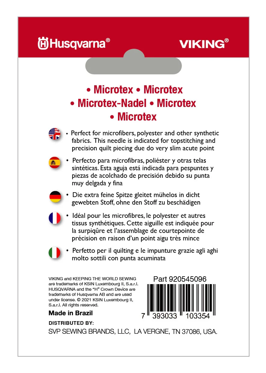 HUSQVARNA® VIKING® Microtex Needles Assorted Sizes 5-Pack - Image 2