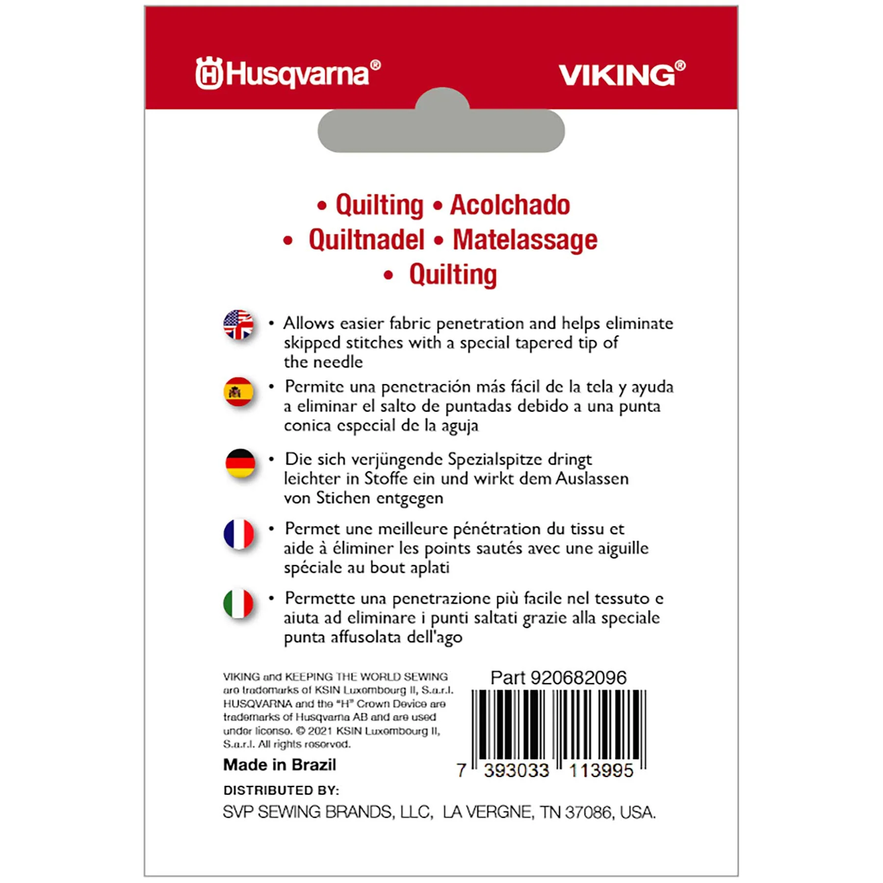 HUSQVARNA® VIKING® Quilting Needles Size 90/14 5-Pack - Image 2