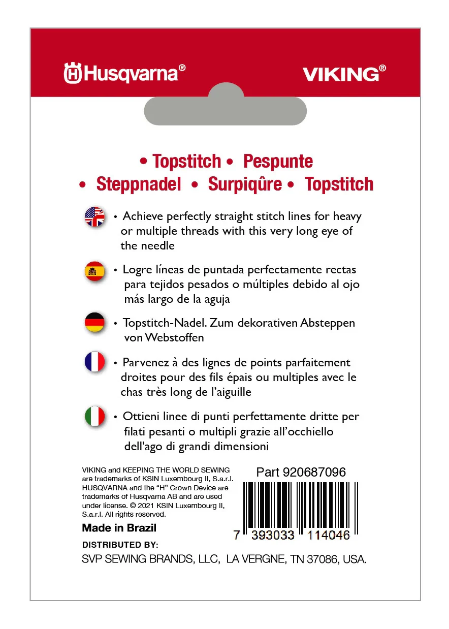 HUSQVARNA® VIKING® Topstitch Needles Size 100/16 5-Pack - Image 2