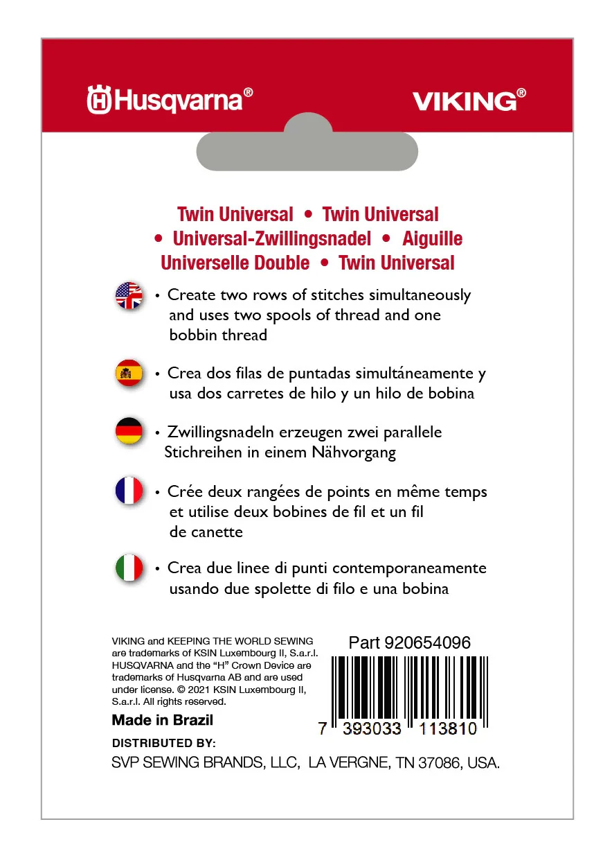 HUSQVARNA® VIKING® Twin Universal 1.6mm Needle Size 80/10 - Image 2