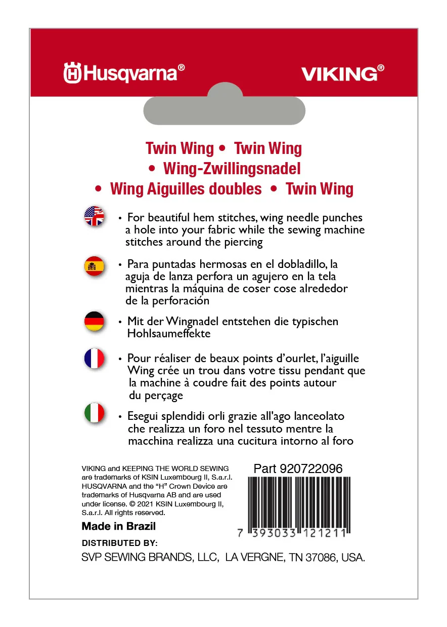 HUSQVARNA® VIKING® Twin Wing 2.5mm Needle Size 100/16 - Image 2