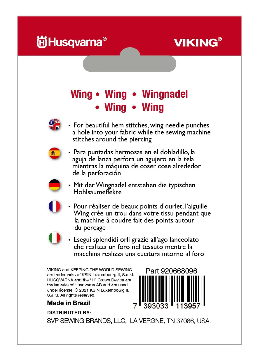 HUSQVARNA® VIKING® Wing Needle Size 120/21 - Image 2