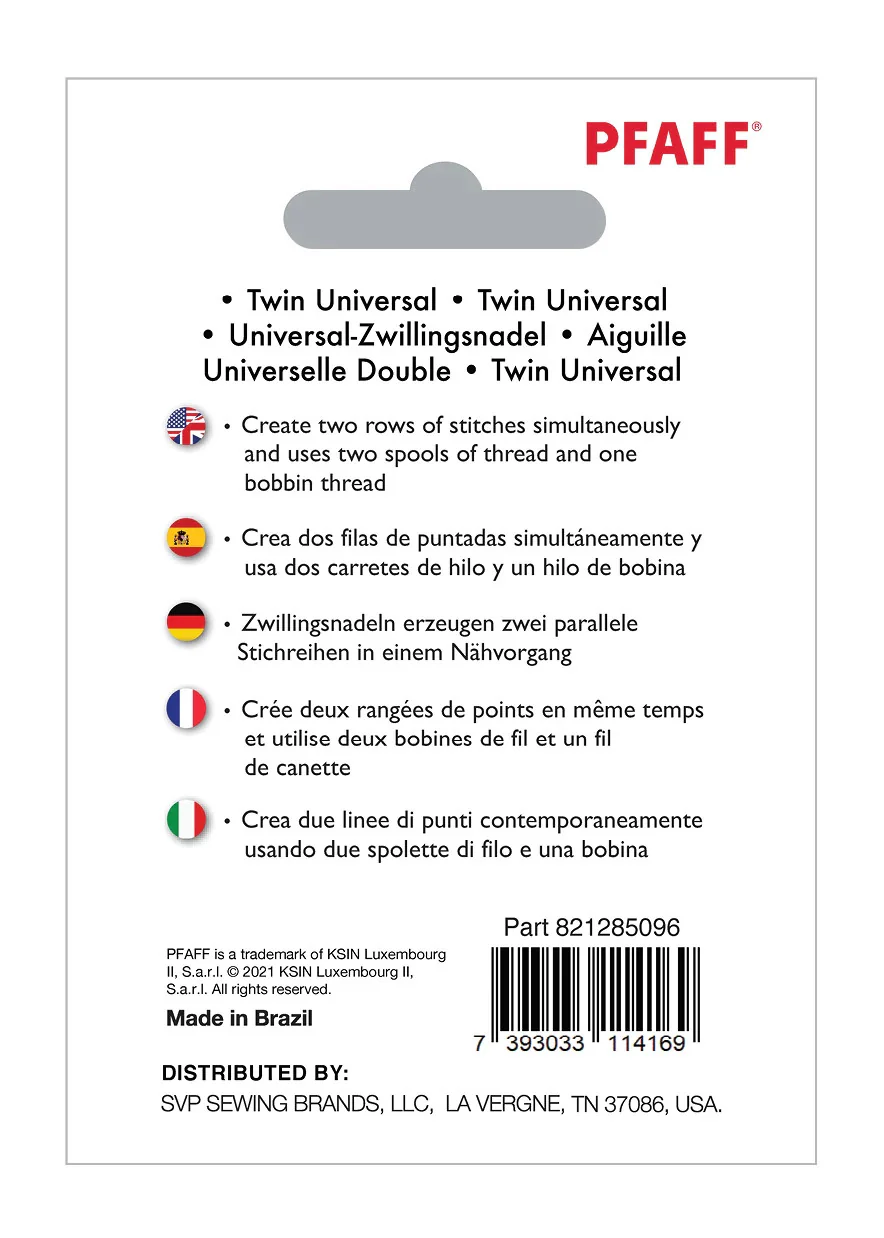 PFAFF® Twin Universal Needle 1.6mm Size 80/12 1-Pack - Image 2