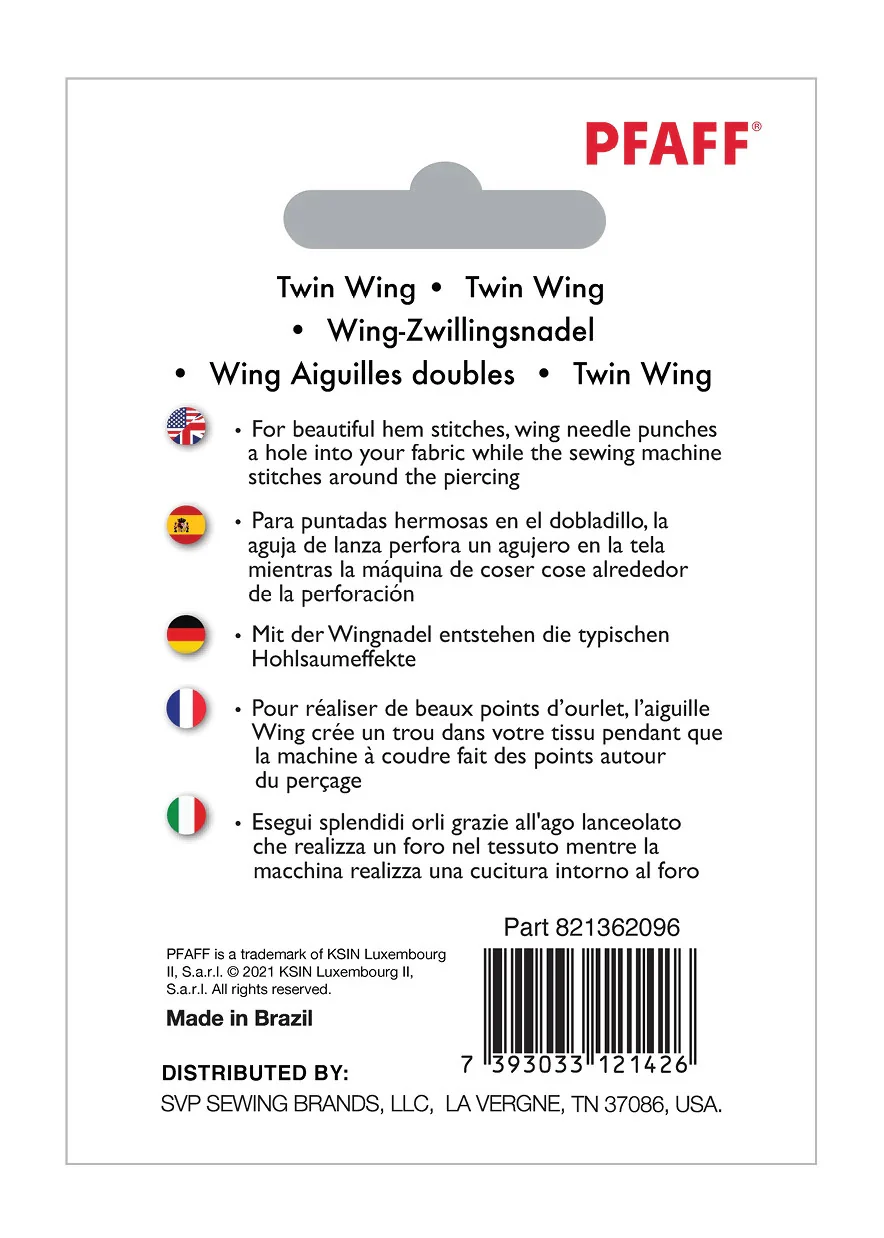 PFAFF® Twin Wing Needle 2.5mm Size 100/16 1-Pack - Image 2