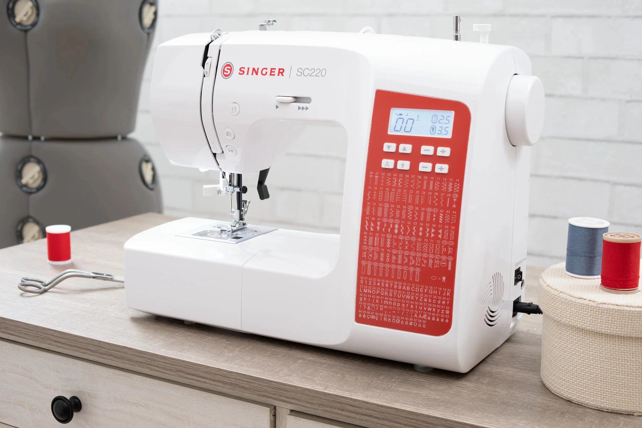 SINGER® SC220 Sewing Machine (Red) - Image 2